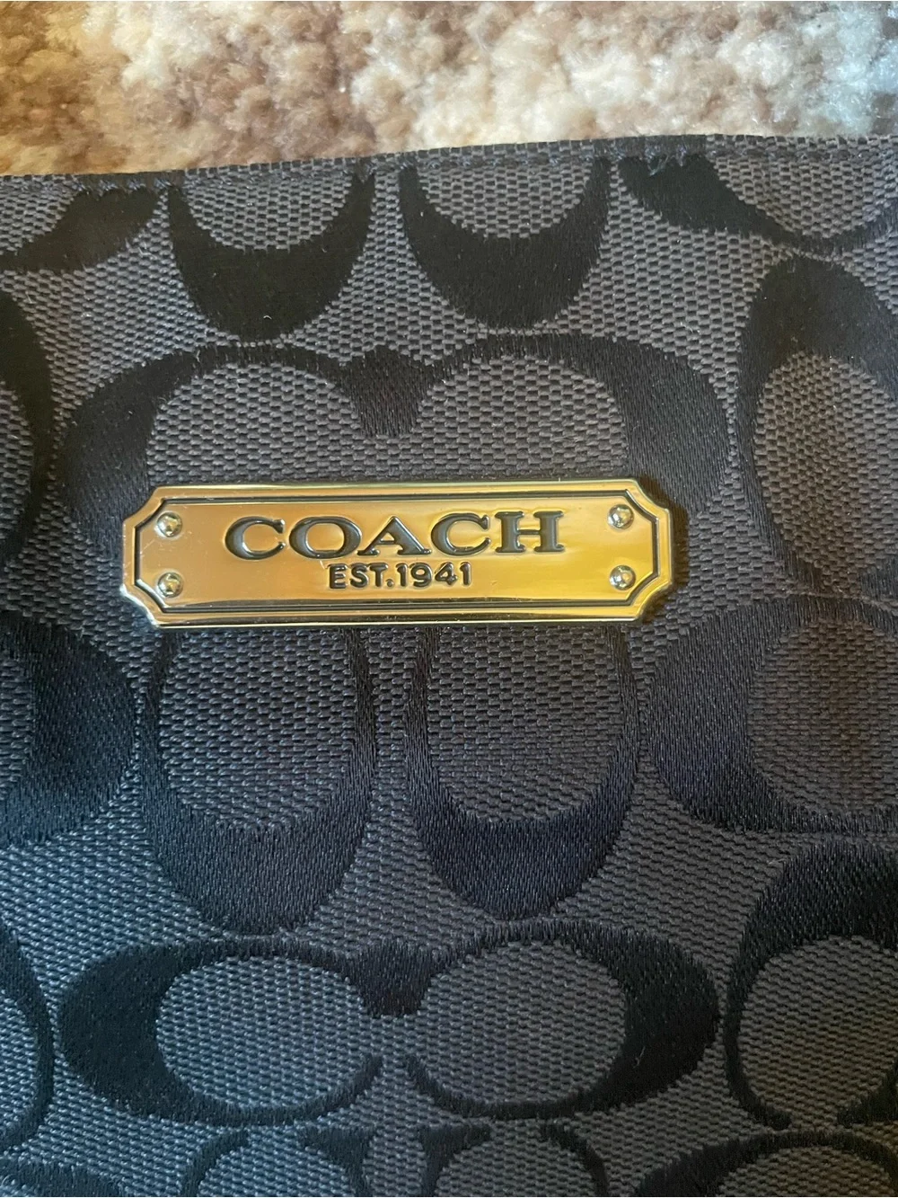COACH Gallery Signature Black Tote Bag